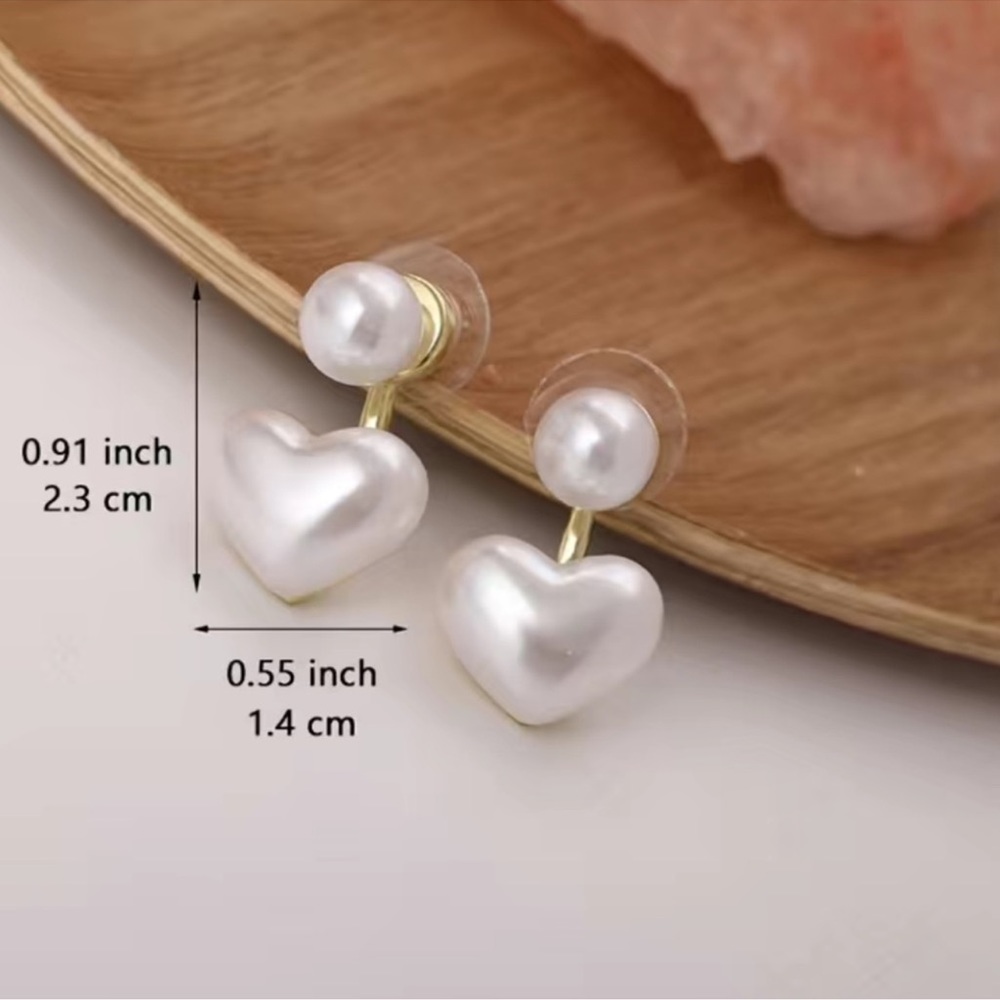 Heart Shaped Pearl Earrings - Picture 4 of 6